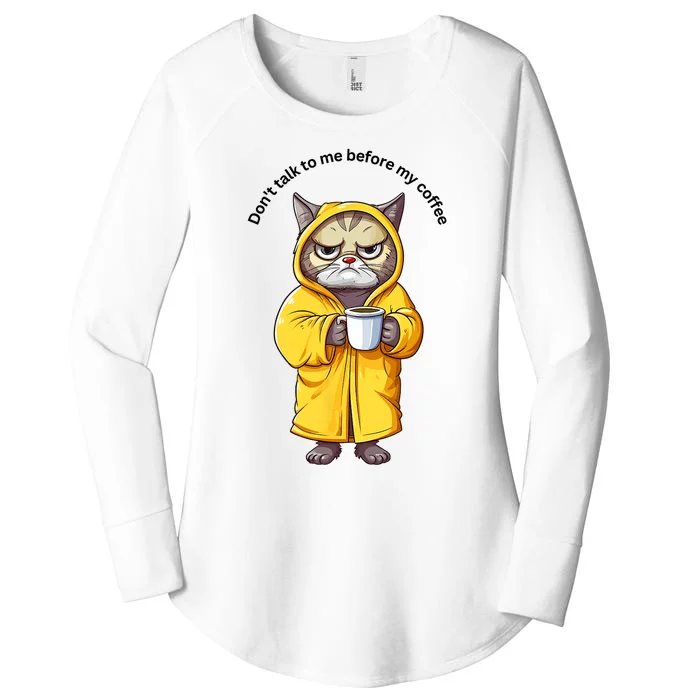 Funny Cat And Coffe Women's Perfect Tri Tunic Long Sleeve Shirt