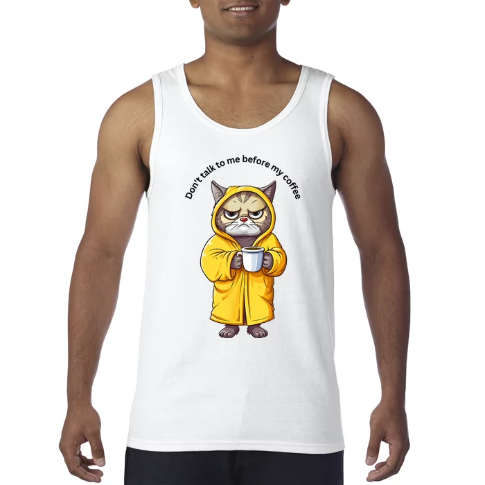 Funny Cat And Coffe Tank Top