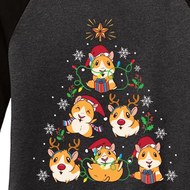 Funny Christmas Animal Guinea Pigs Xmas Tree Holiday Gifts Women's Tri-Blend 3/4-Sleeve Raglan Shirt