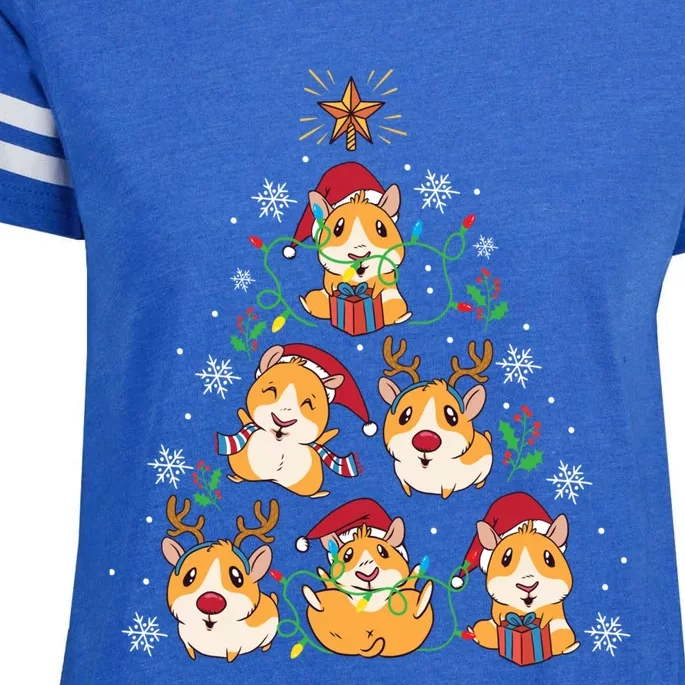 Funny Christmas Animal Guinea Pigs Xmas Tree Holiday Gifts Enza Ladies Jersey Football T-Shirt