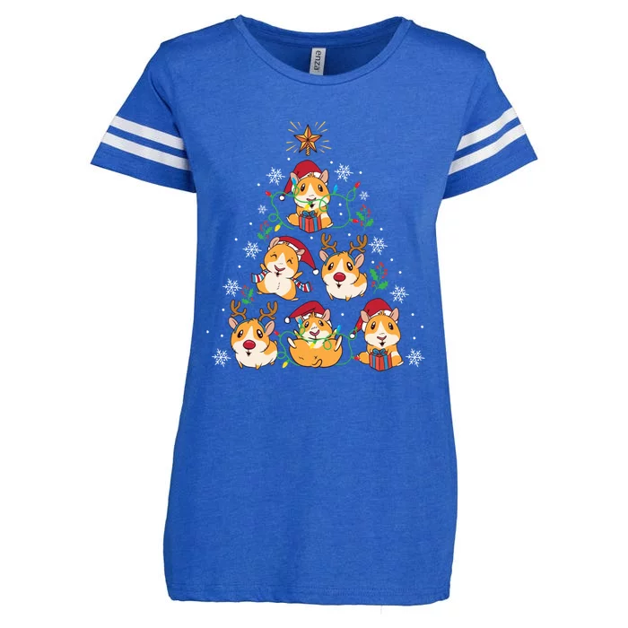 Funny Christmas Animal Guinea Pigs Xmas Tree Holiday Gifts Enza Ladies Jersey Football T-Shirt