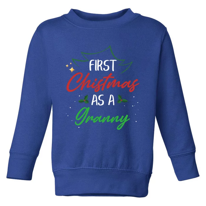 First Christmas As A Granny Funny Xmas First Time Grandma Gift Toddler Sweatshirt