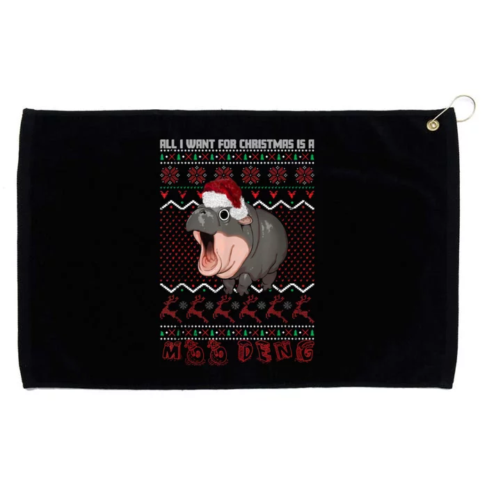 Funny Christmas All I Want For Christmas Is A Moo Deng Gift Grommeted Golf Towel