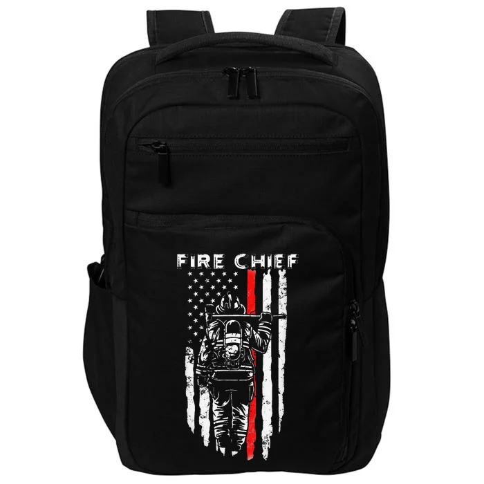 Fire Chief American flag retro Dad Grandpa Impact Tech Backpack