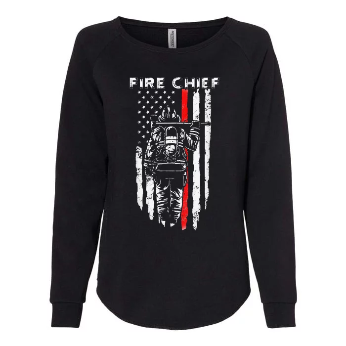 Fire Chief American flag retro Dad Grandpa Womens California Wash Sweatshirt