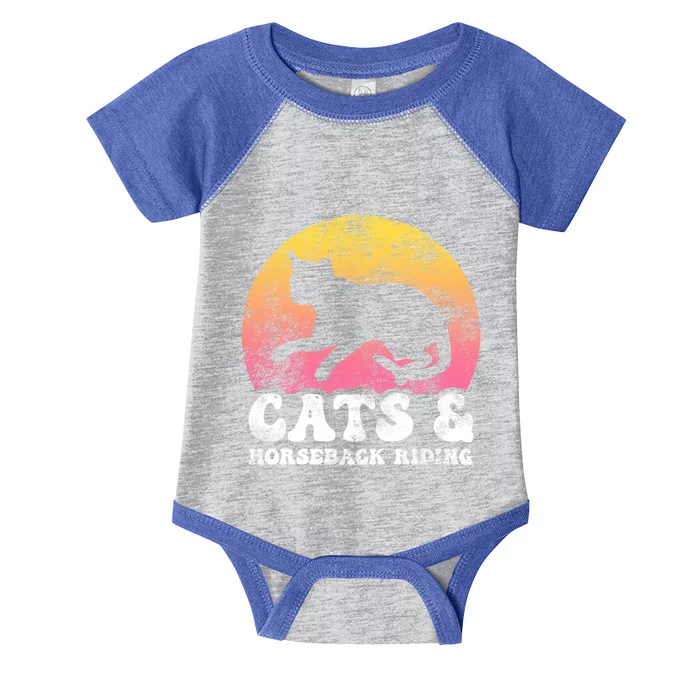 Funny Cats And Horseback Riding Vintage Retro Hobby Gift Infant Baby Jersey Bodysuit