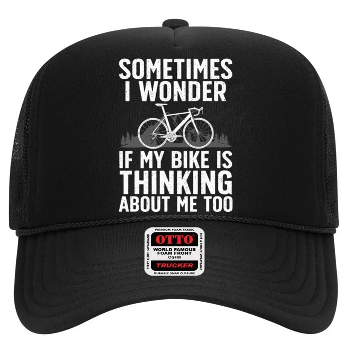 Funny Cycling Art For Men Women Kids Bike Rider Track Racing High Crown Mesh Trucker Hat