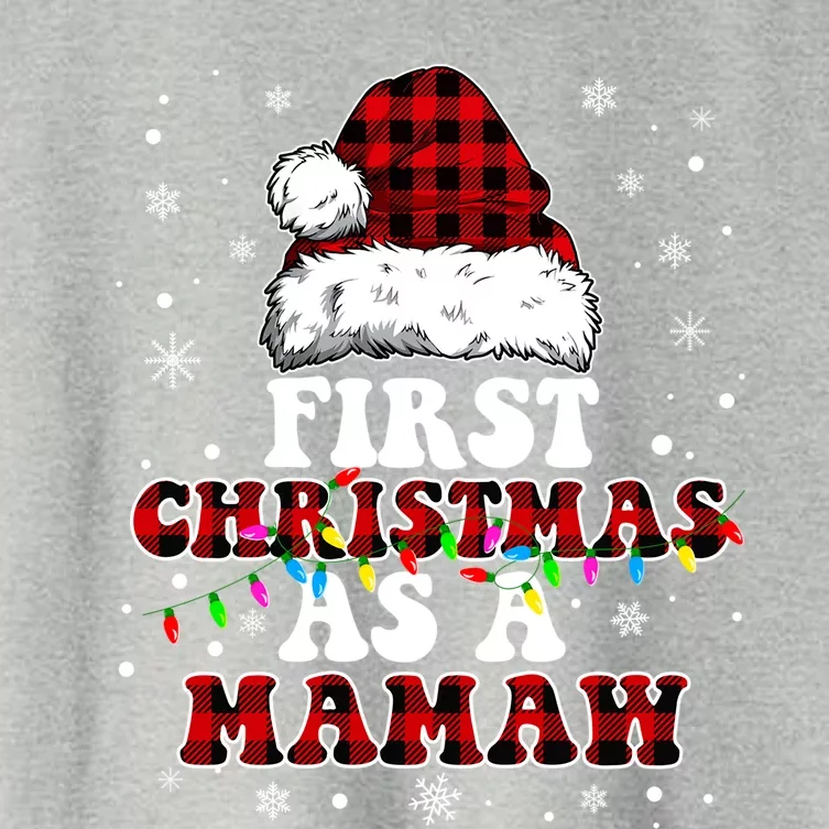 First Christmas As A Mamaw Santa Hat Red Plaid Buffalo Gift Women's Crop Top Tee