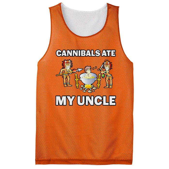 Funny Cannibals Ate My Uncle Mesh Reversible Basketball Jersey Tank