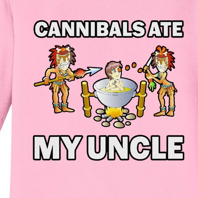 Funny Cannibals Ate My Uncle Baby Long Sleeve Bodysuit