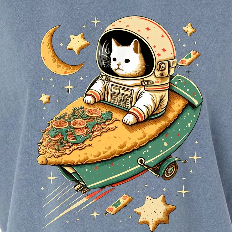 Funny Cat Astronaut In Space Riding Taco Ship Garment-Dyed Women's Muscle Tee