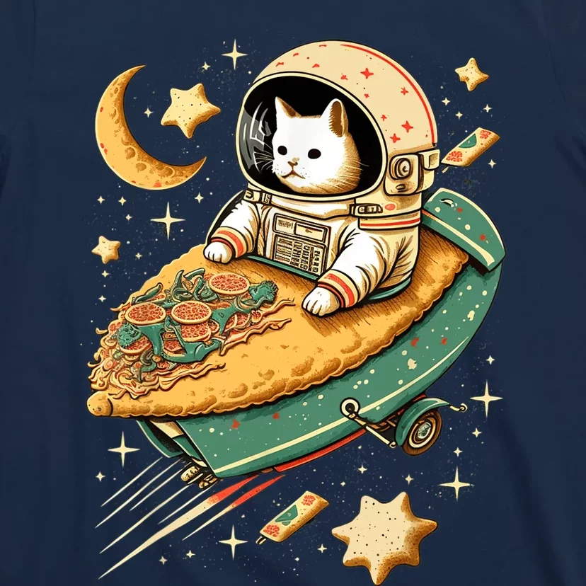 Funny Cat Astronaut In Space Riding Taco Ship T-Shirt