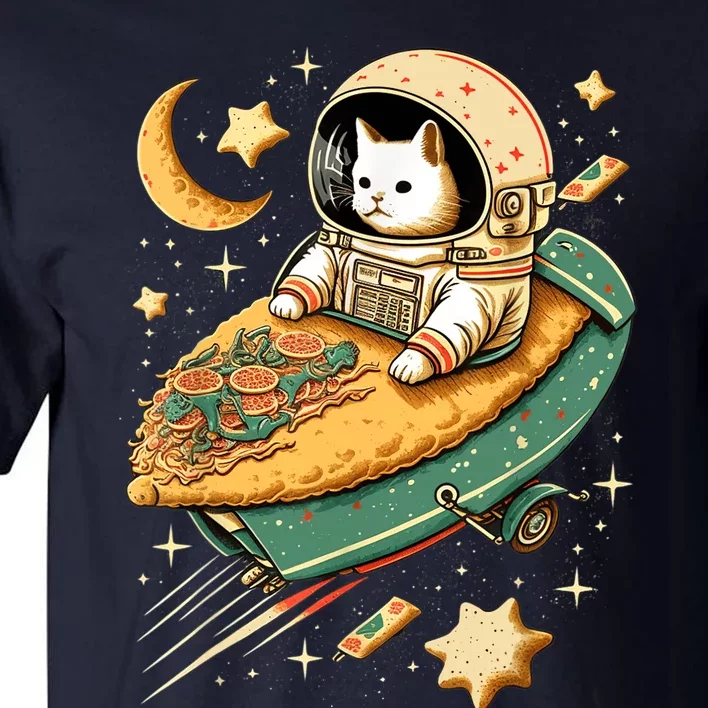 Funny Cat Astronaut In Space Riding Taco Ship Tall T-Shirt