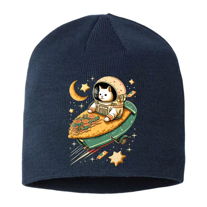 Funny Cat Astronaut In Space Riding Taco Ship 8 1/2in Sustainable Knit Beanie