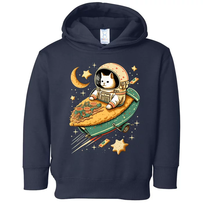 Funny Cat Astronaut In Space Riding Taco Ship Toddler Hoodie