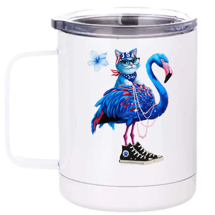 Flamingo Chucks And Pearls Cat Ladies Kamala 2024 Front & Back 12oz Stainless Steel Tumbler Cup