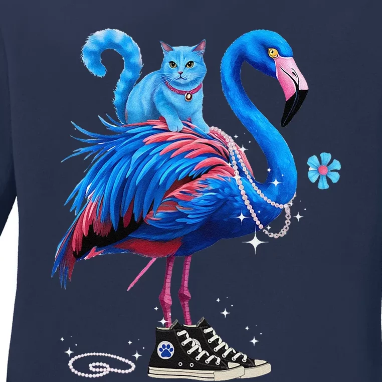 Flamingo Chucks And Pearls Cat Ladies Kamala 2024 Ladies Long Sleeve Shirt