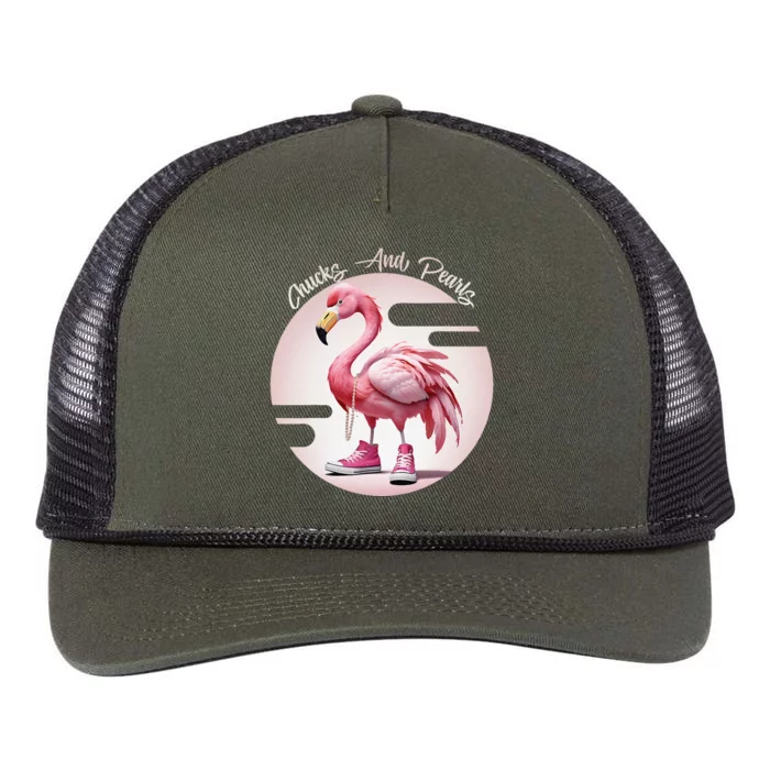 Flamingo Chucks And Pearls Comma La Kamala Retro Rope Trucker Hat Cap