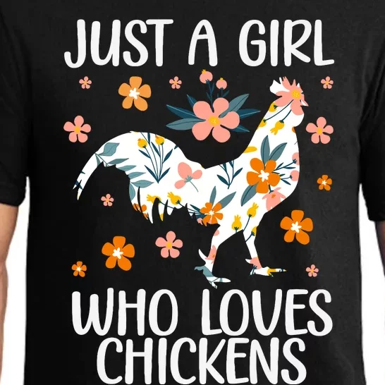 Funny Chicken Art For Girl Wo Chick Flock Chicken Farmer Pajama Set