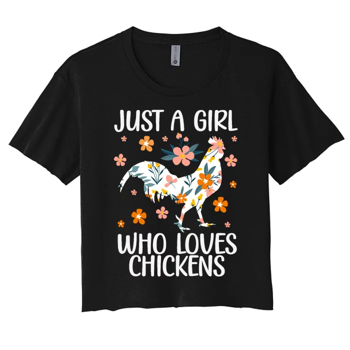 Funny Chicken Art For Girl Wo Chick Flock Chicken Farmer Women's Crop Top Tee