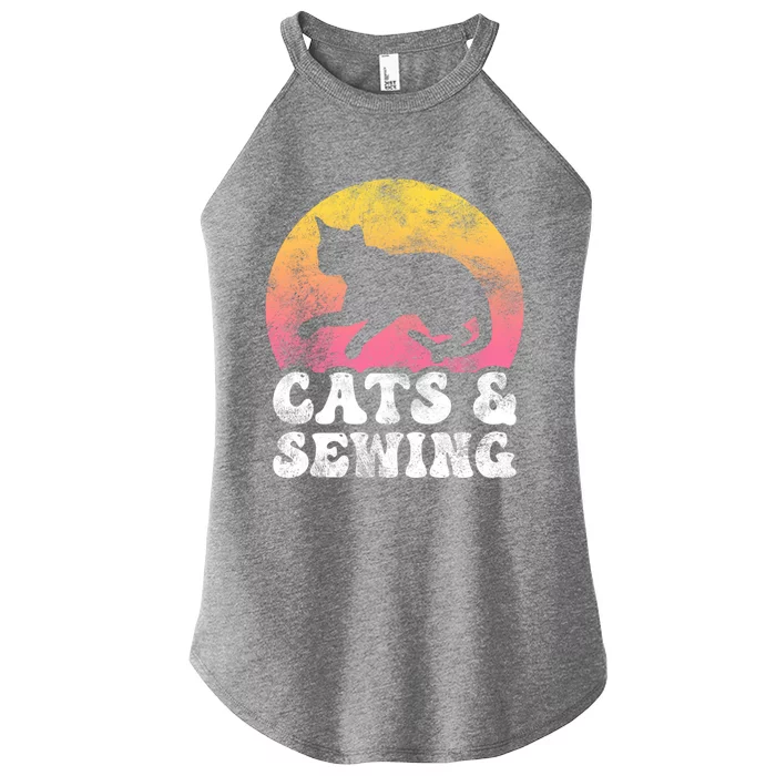 Funny Cats And Sewing Vintage Retro Hobby Gift Women’s Perfect Tri Rocker Tank