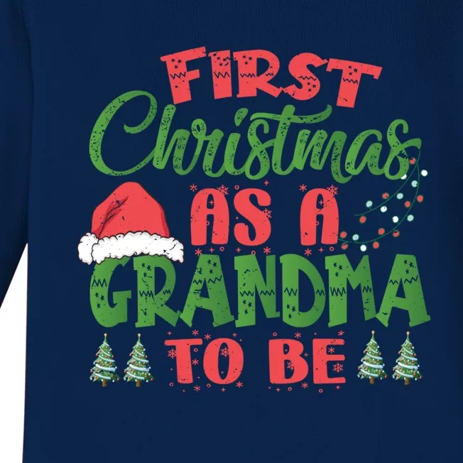 First Christmas As A Grandma To Be Gift Future Granny Xmas Gift Baby Long Sleeve Bodysuit