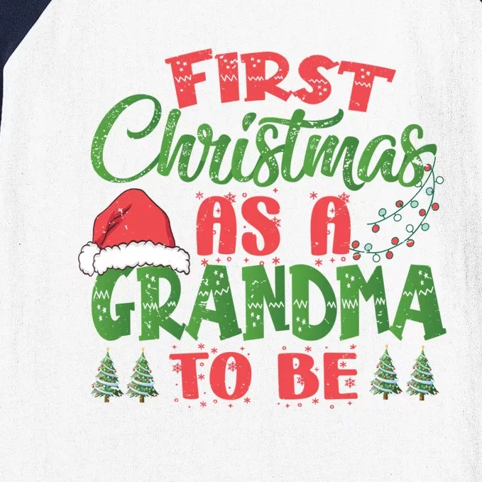 First Christmas As A Grandma To Be Gift Future Granny Xmas Gift Baseball Sleeve Shirt