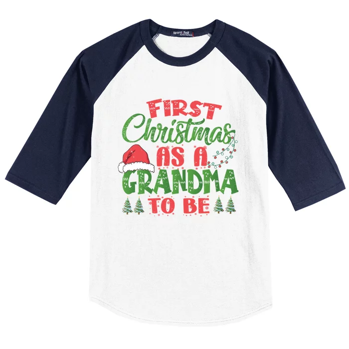 First Christmas As A Grandma To Be Gift Future Granny Xmas Gift Baseball Sleeve Shirt