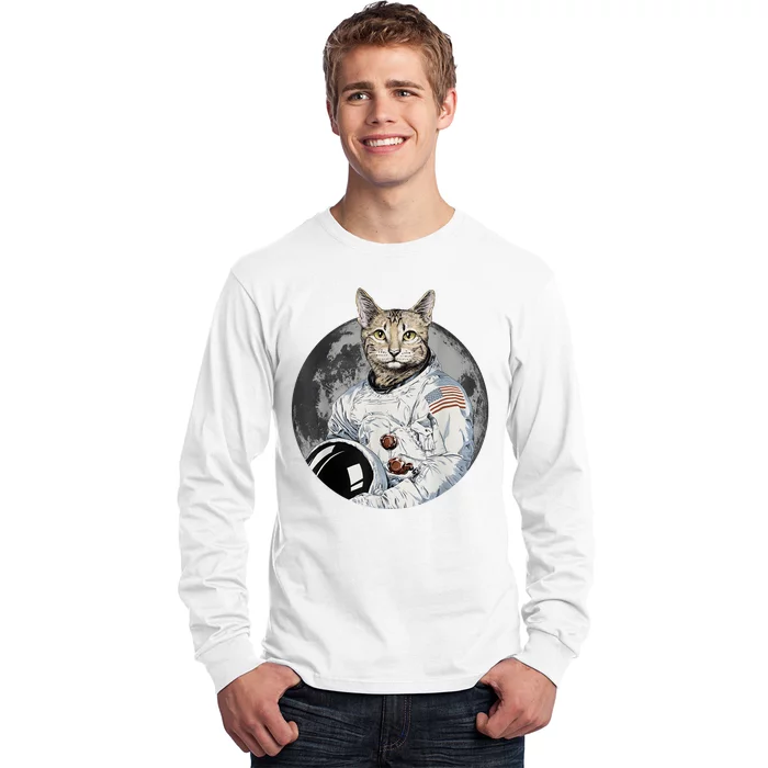 Funny Cat Astronaut Space Cosmic Kitten Moon Meme Long Sleeve Shirt