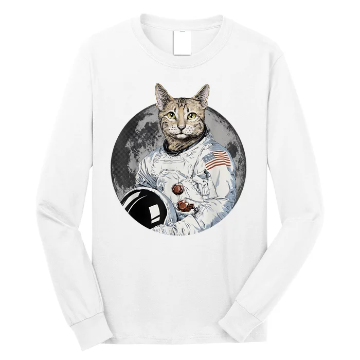 Funny Cat Astronaut Space Cosmic Kitten Moon Meme Long Sleeve Shirt