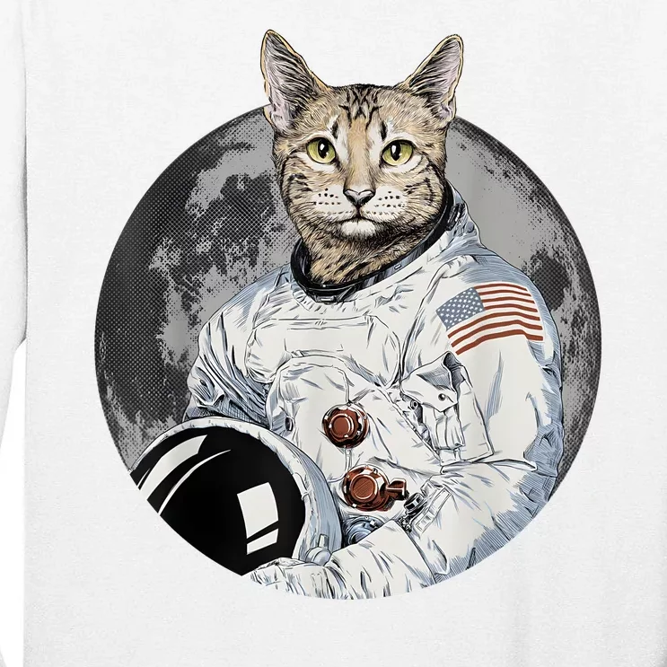 Funny Cat Astronaut Space Cosmic Kitten Moon Meme Tall Long Sleeve T-Shirt