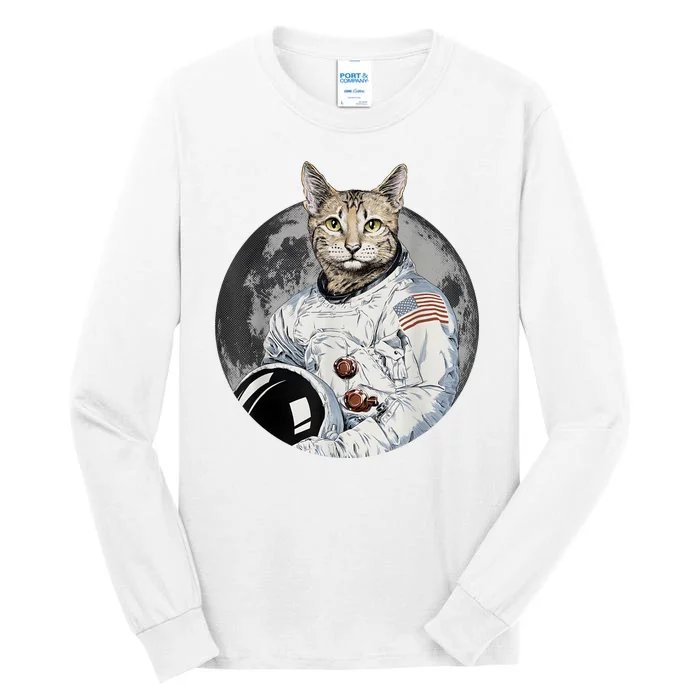 Funny Cat Astronaut Space Cosmic Kitten Moon Meme Tall Long Sleeve T-Shirt