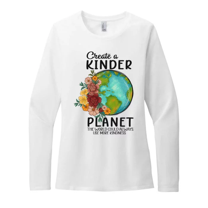 Funny Create A Kinder Planet Earth Day Womens CVC Long Sleeve Shirt