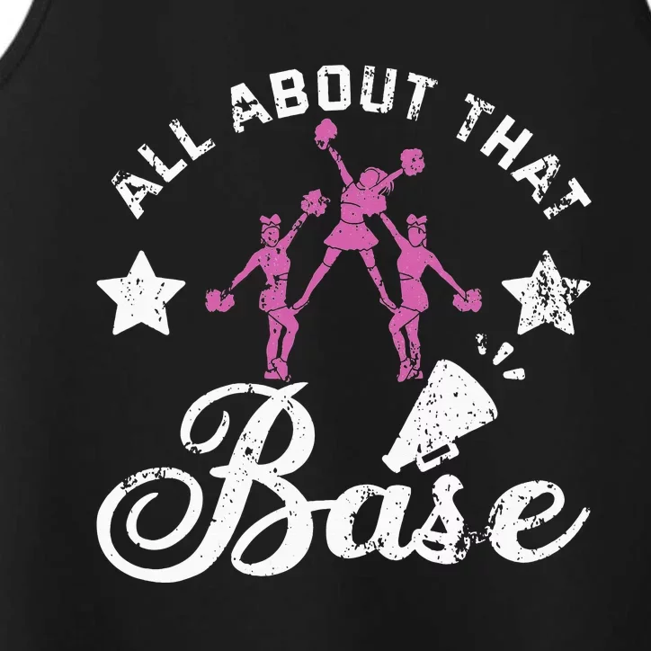 Funny Cheerleading All About That Base Cheer Performance Tank