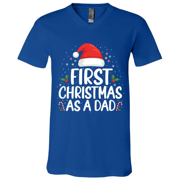 First Christmas As A Dad Family Matching New Mom Xmas Cool Gift V-Neck T-Shirt