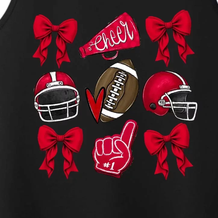 Football Coquette Bow Football Cheer Lover Performance Tank