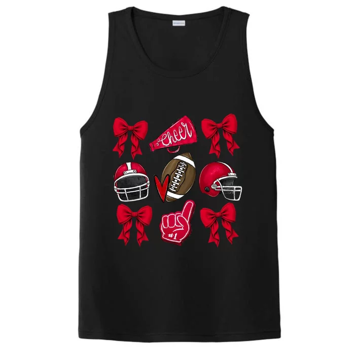 Football Coquette Bow Football Cheer Lover Performance Tank