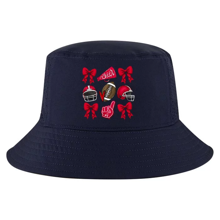 Football Coquette Bow Football Cheer Lover Cool Comfort Performance Bucket Hat