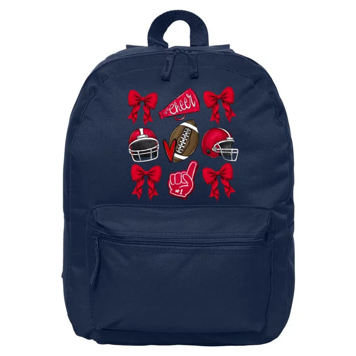 Football Coquette Bow Football Cheer Lover 16 in Basic Backpack