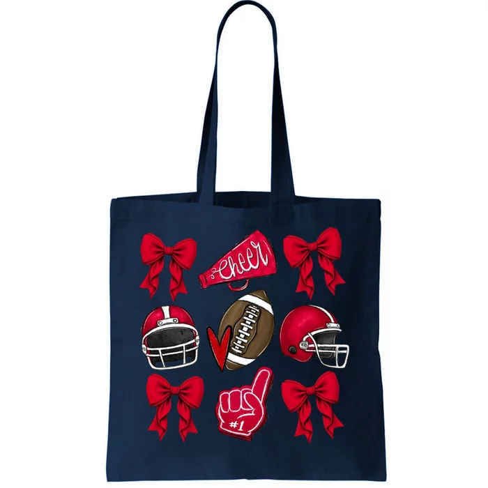 Football Coquette Bow Football Cheer Lover Tote Bag