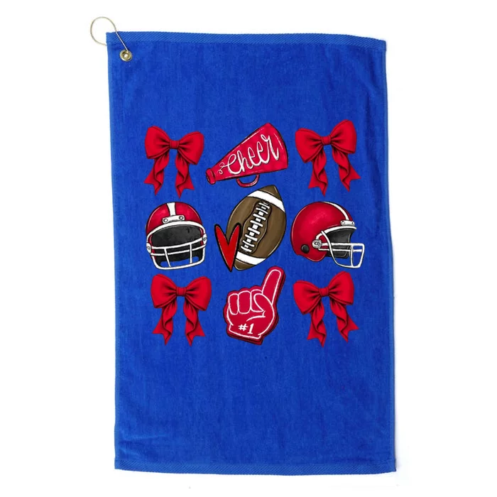 Football Coquette Bow Football Cheer Lover Platinum Collection Golf Towel