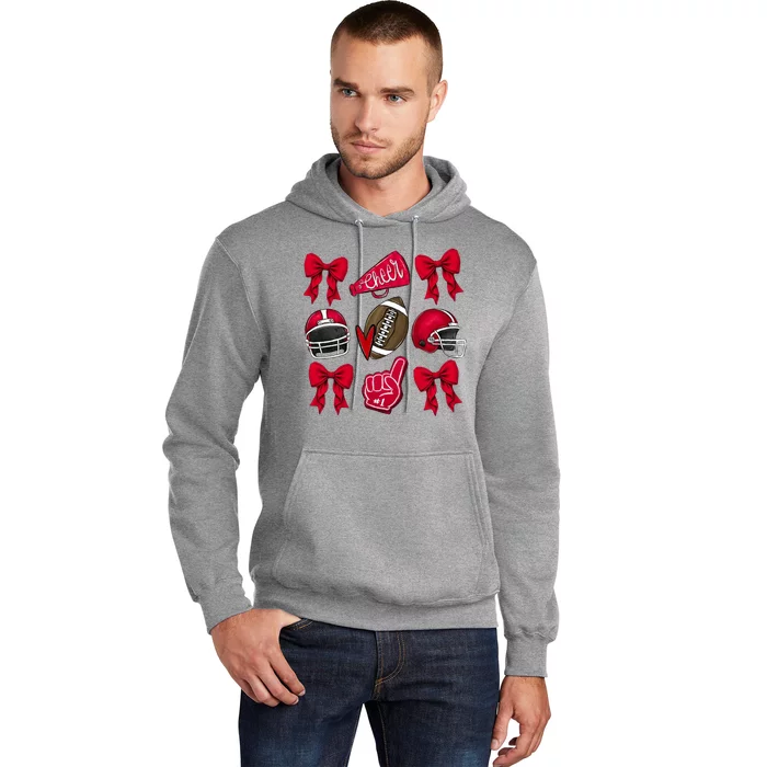 Football Coquette Bow Football Cheer Lover Hoodie