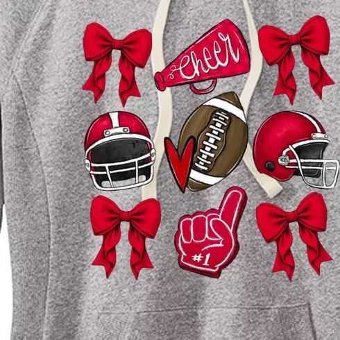 Football Coquette Bow Football Cheer Lover Women's Fleece Hoodie