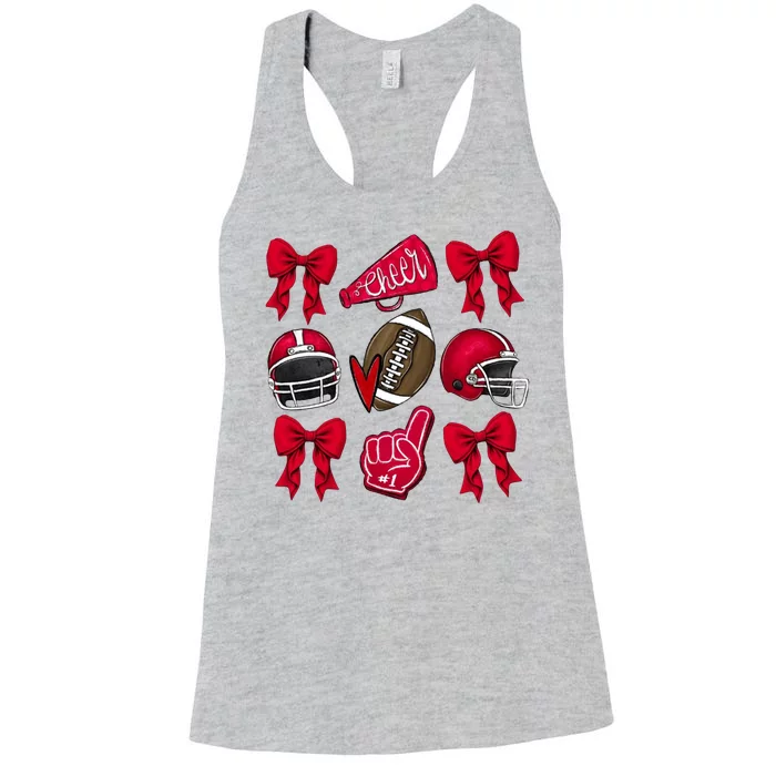 Football Coquette Bow Football Cheer Lover Women's Racerback Tank