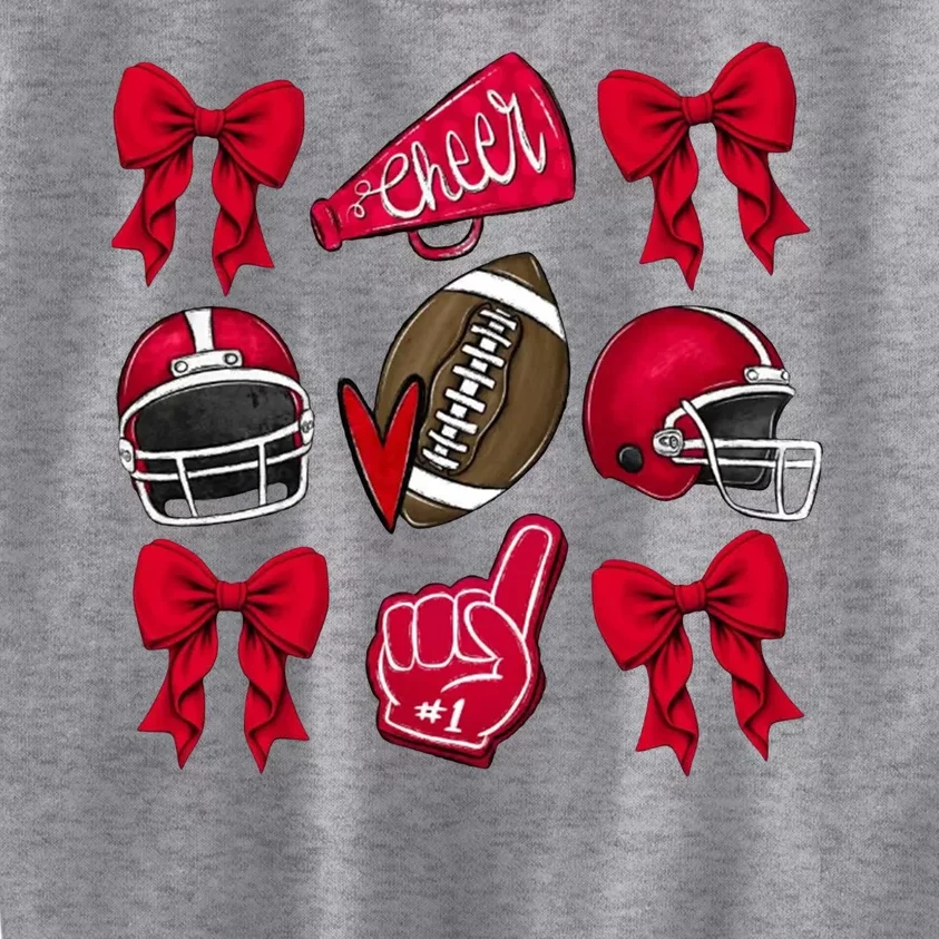 Football Coquette Bow Football Cheer Lover Kids Sweatshirt