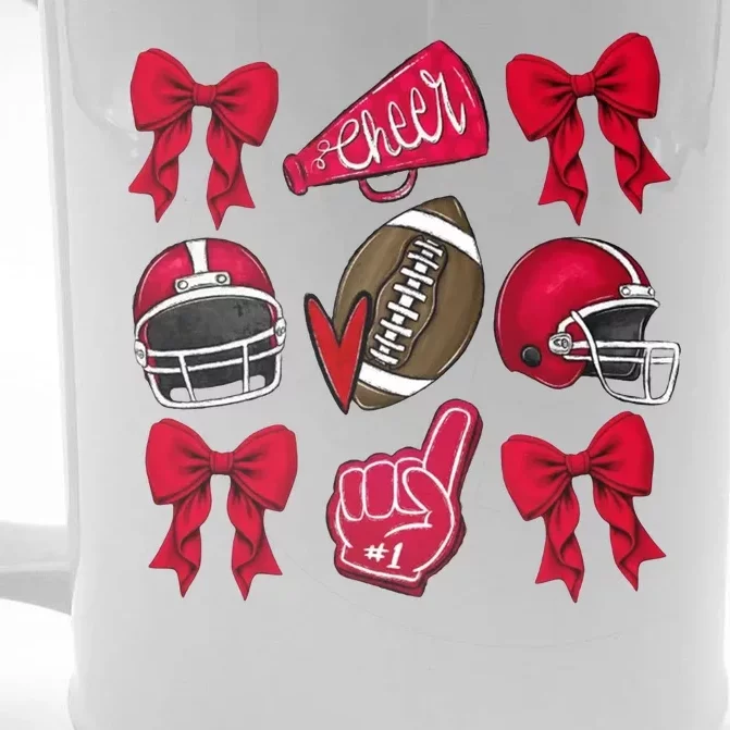 Football Coquette Bow Football Cheer Lover Front & Back Beer Stein