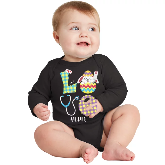 Funny Cute Bunny Love Licensed Practical Nurse Easter LPN Baby Long Sleeve Bodysuit