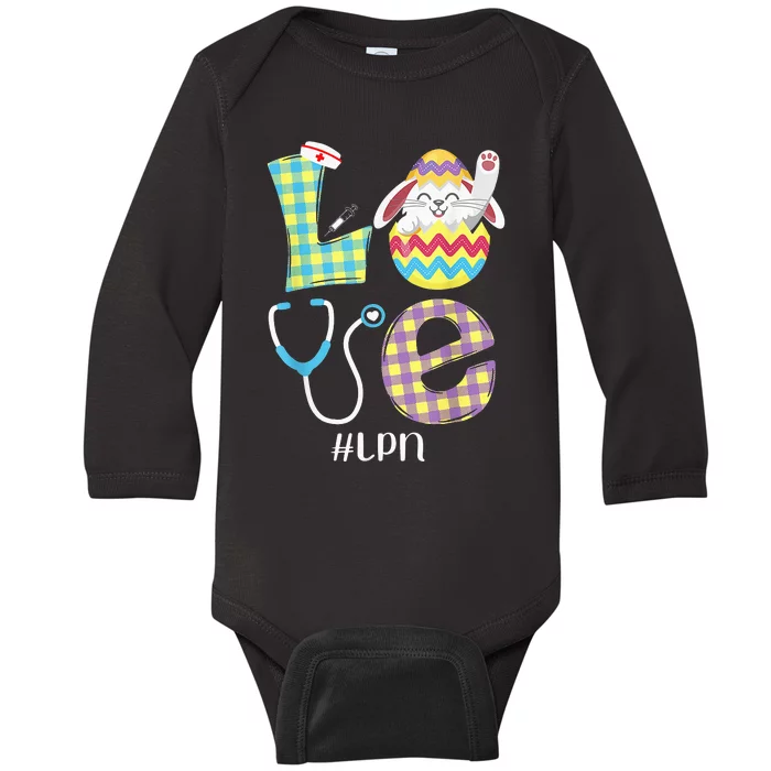 Funny Cute Bunny Love Licensed Practical Nurse Easter LPN Baby Long Sleeve Bodysuit