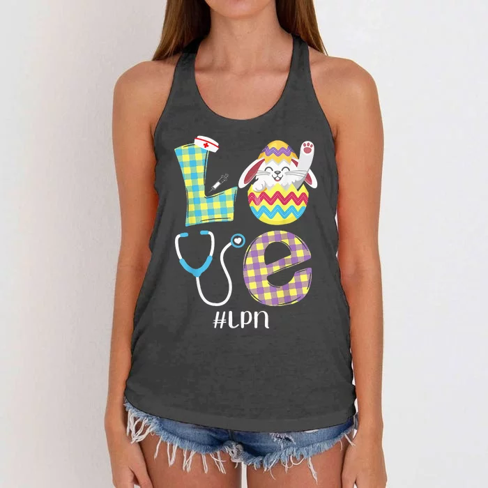 Funny Cute Bunny Love Licensed Practical Nurse Easter LPN Women's Knotted Racerback Tank