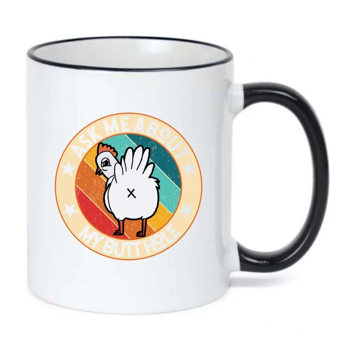 Funny Chicken Butt Design Ask Me About My Butthole Mom Dad Cute Gift Black Color Changing Mug